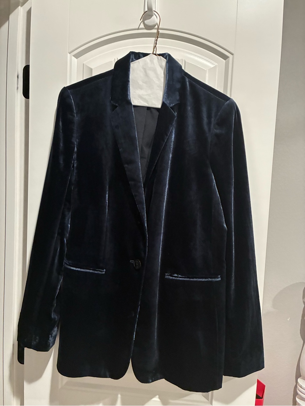 Womens Ann Taylor Velvet Blazer Jacket - Midnight Blue